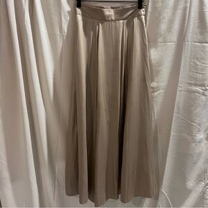 Champagne Satin Pleated Maxi Skirt